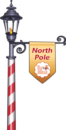 lamp post with sign that says North Pole