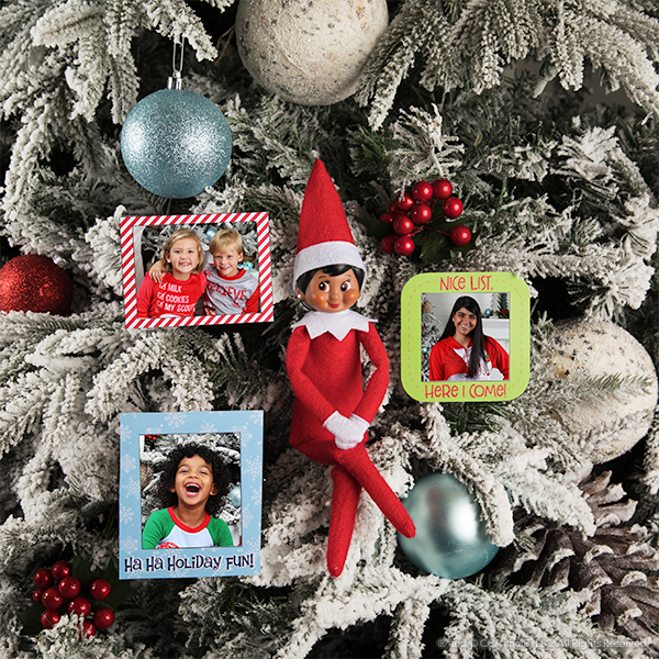 Elf on tree with picture frames