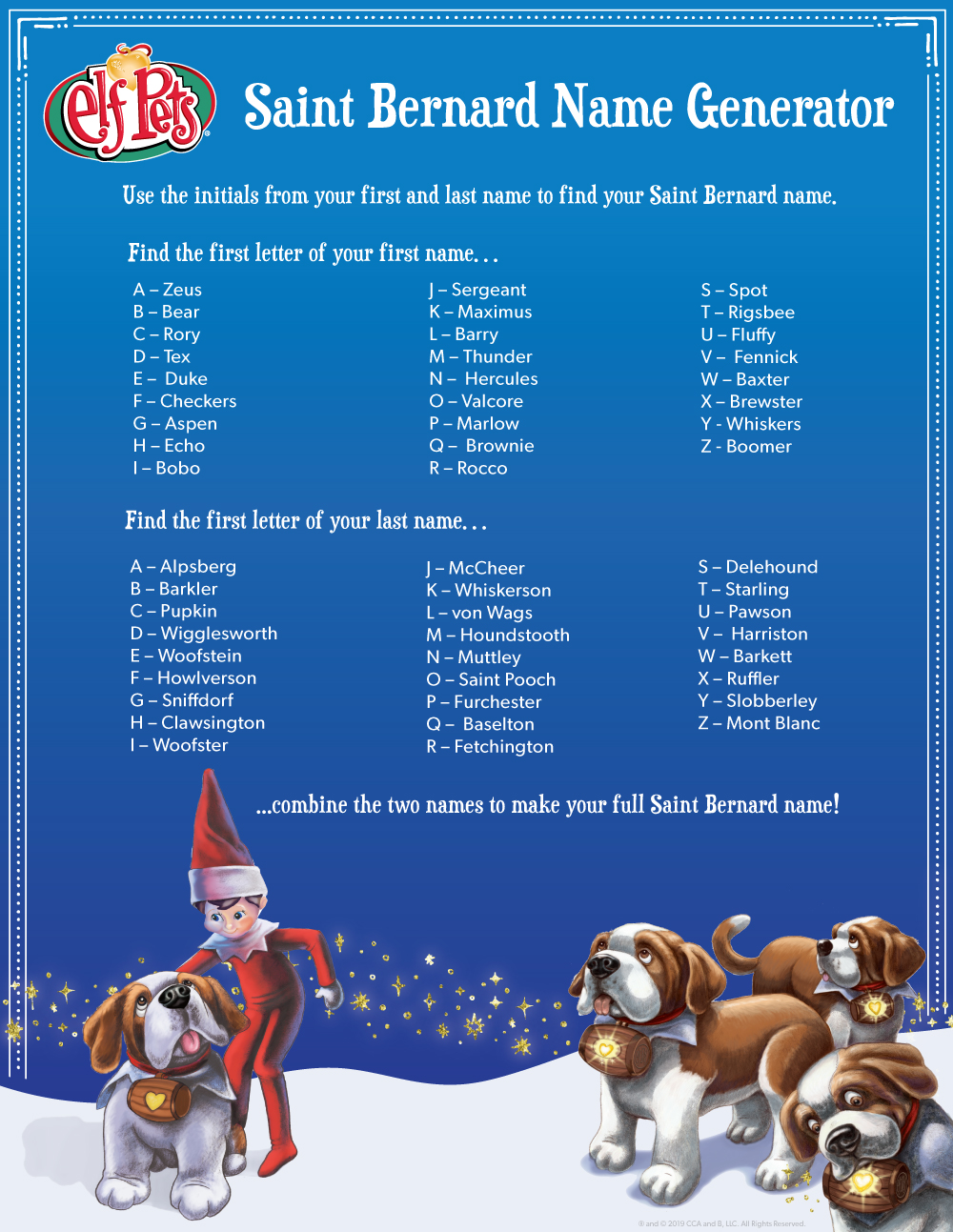 Find Your Saint Bernard Name! | The Elf on the Shelf