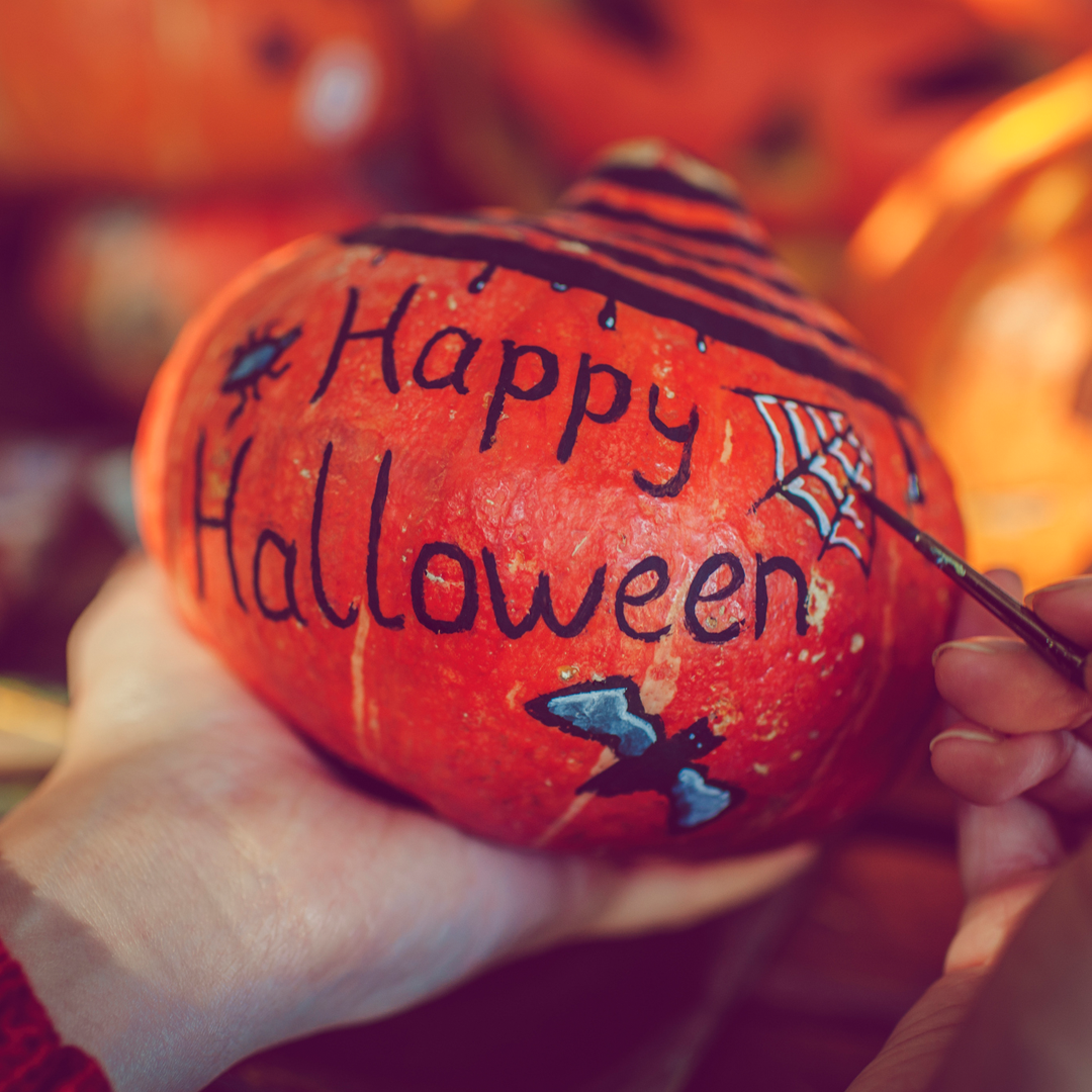 No-Carve Halloween Words Pumpkin