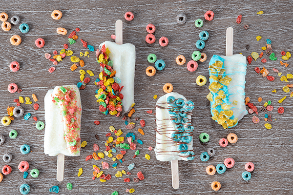 Finished assortment of cereal pops