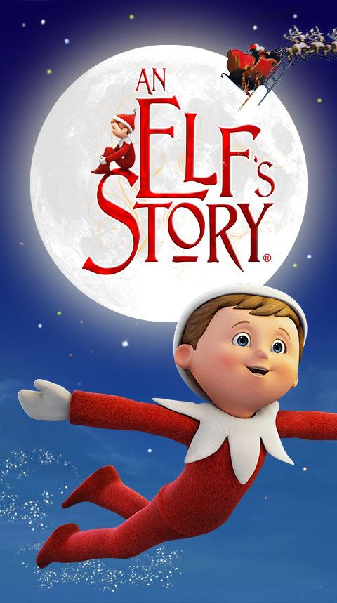 Animiertes, spezielles Logo von An Elf’s Story mit Chippey und dem Weihnachtsmann