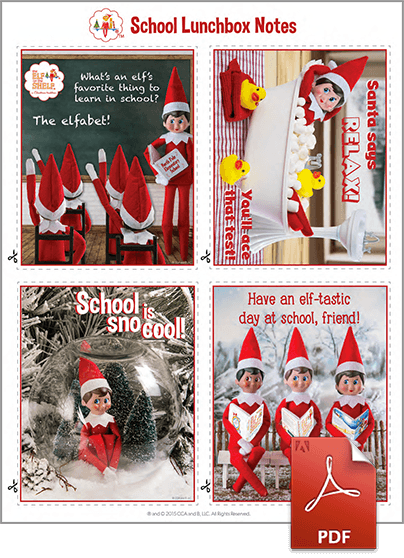 Printable Lunchbox Notes from The Elf on the Shelf