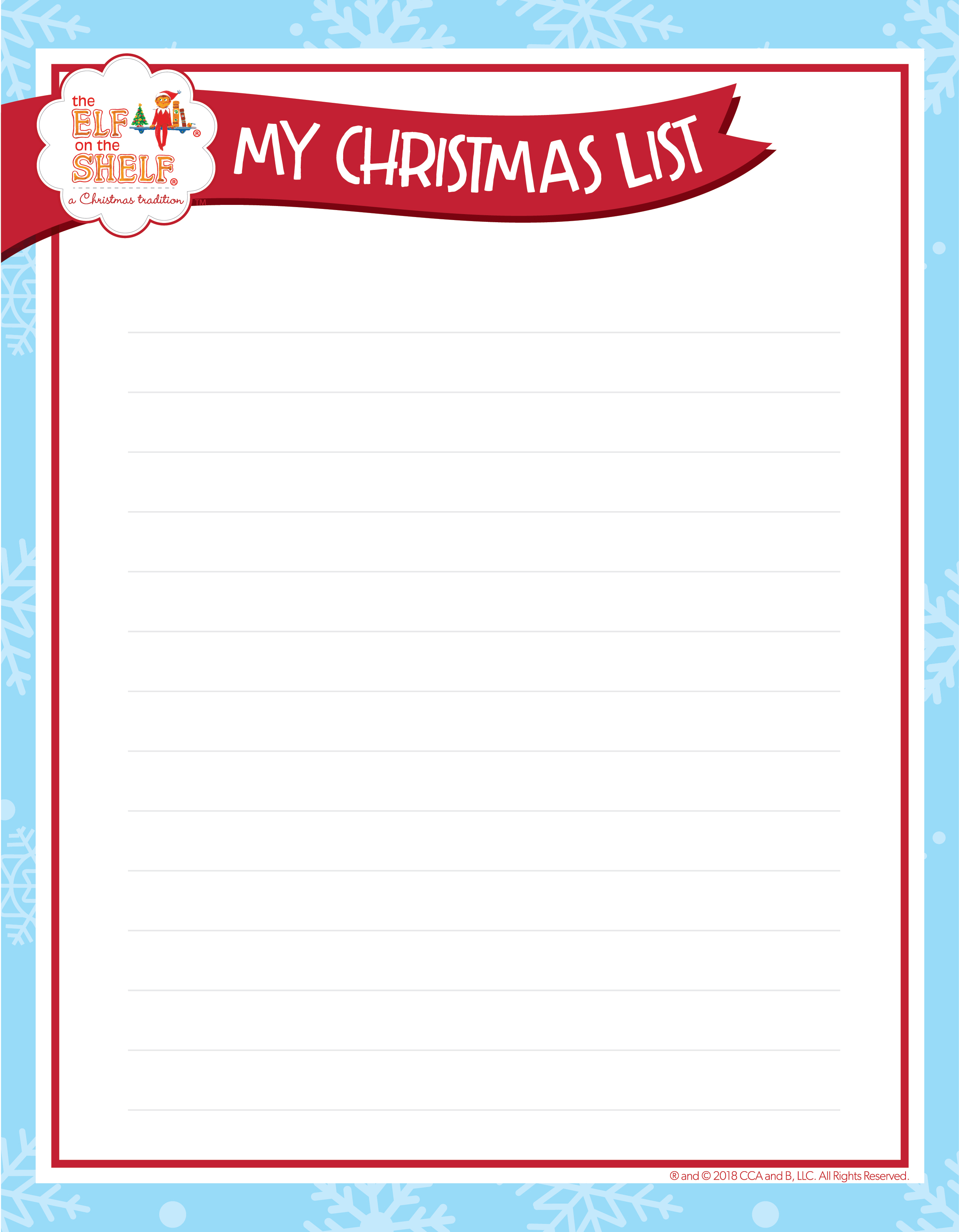 Use This Free Stationery to Write Your List to Santa The Elf on the Shelf