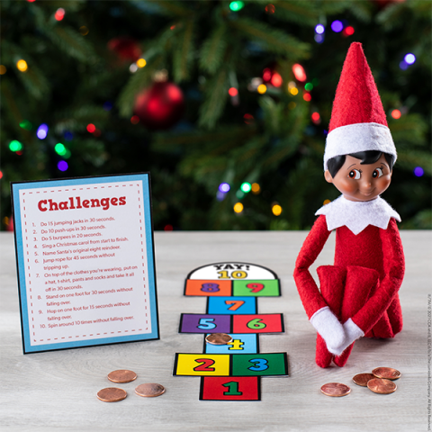 Elf sitting with hopscotch printable