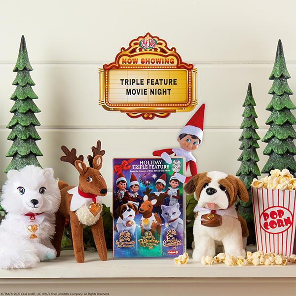 Elf and Elf Pets with triple feature DVD and printable 'Now Showing' Sign