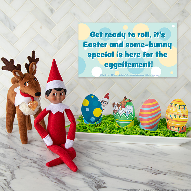 Elf and reindeer with printable egg holders