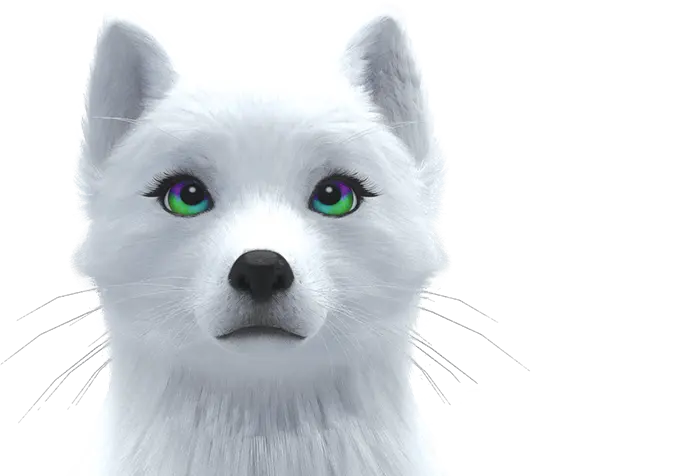 Noorah's face from the front and from the neck up. Her eyes are bright purple, green, and blue. On the bottom right is the Extraordinary Noorah logo.