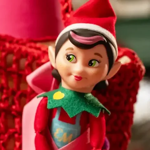 Close up view of the Elf Mates girl chef shown with glittery freckles on her face