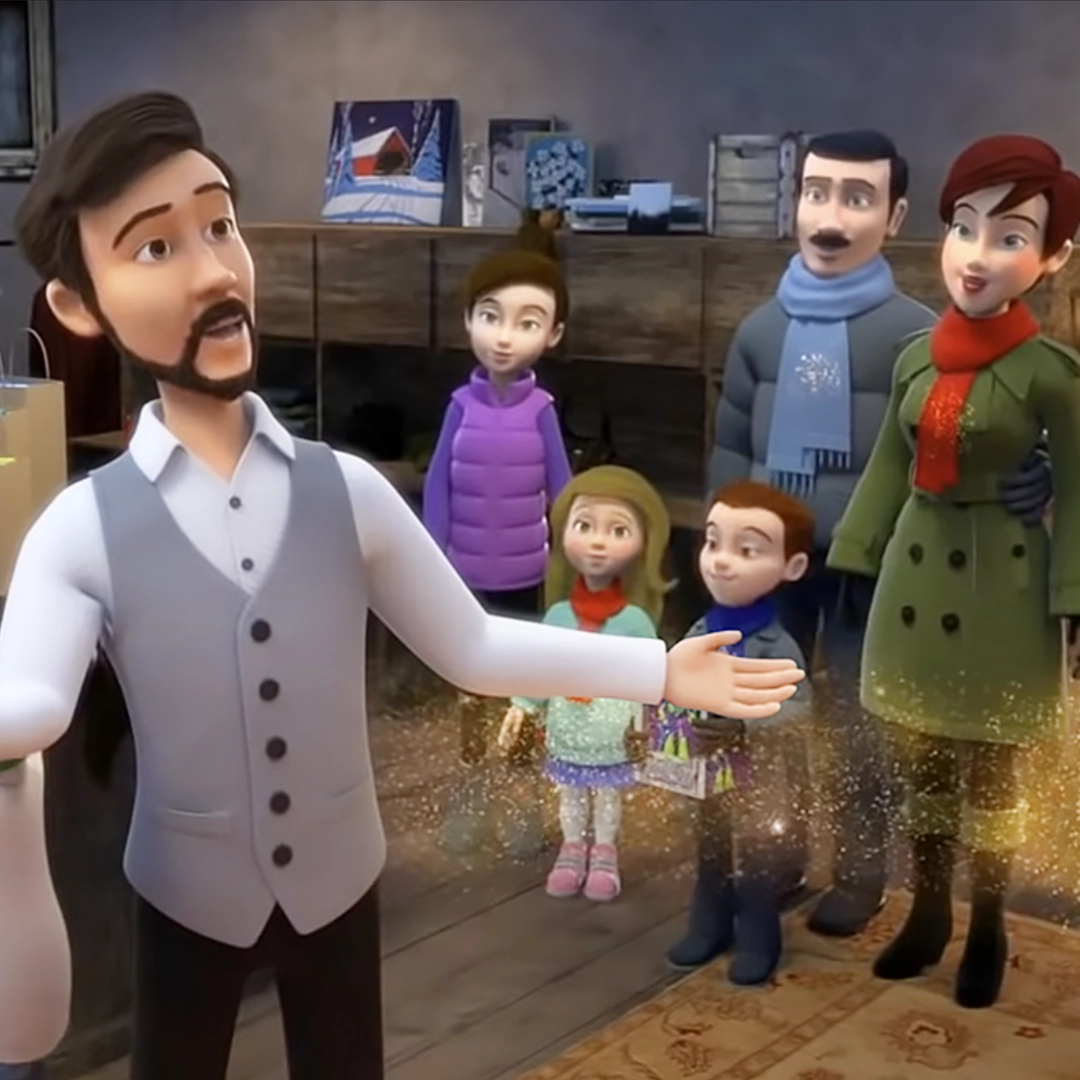 A snippet of Jonah and group singing "Wishing You a Little Merry Joyful Upbeat Happy Jubilant Christmas Day" from the Elf Pets: Santa's St. Bernards Save Christmas animated special.