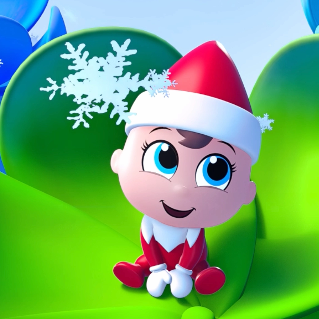 A Frost Pips elf baby sitting in its frost flower cradle