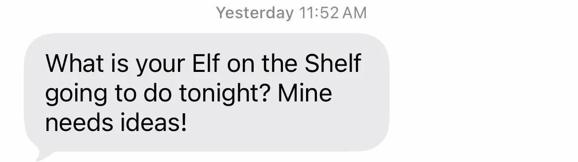 Group chat message about what idea the elf is going to do tonight