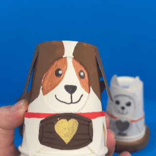 GIF of the Elf Pets Saint Bernard spinning cup craft