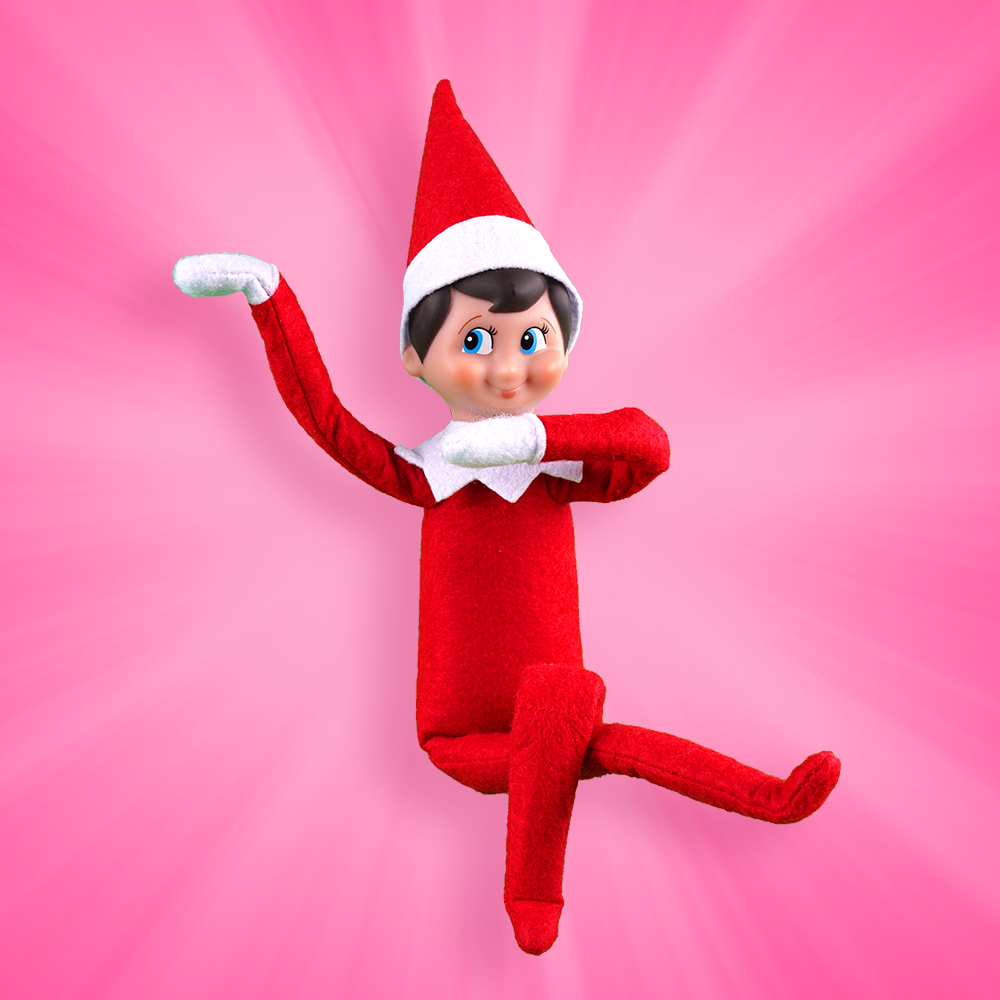 A Scout Elf does a pose similar to an Irish dance jig