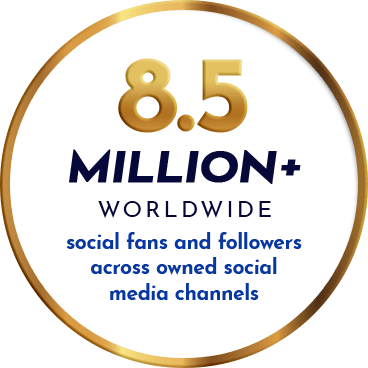 8.5 million plus worldwide social fans and followers across owned social media channels