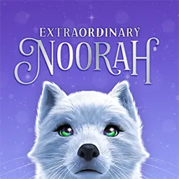Noorah's head with Extraordinary Noorah logo above her head