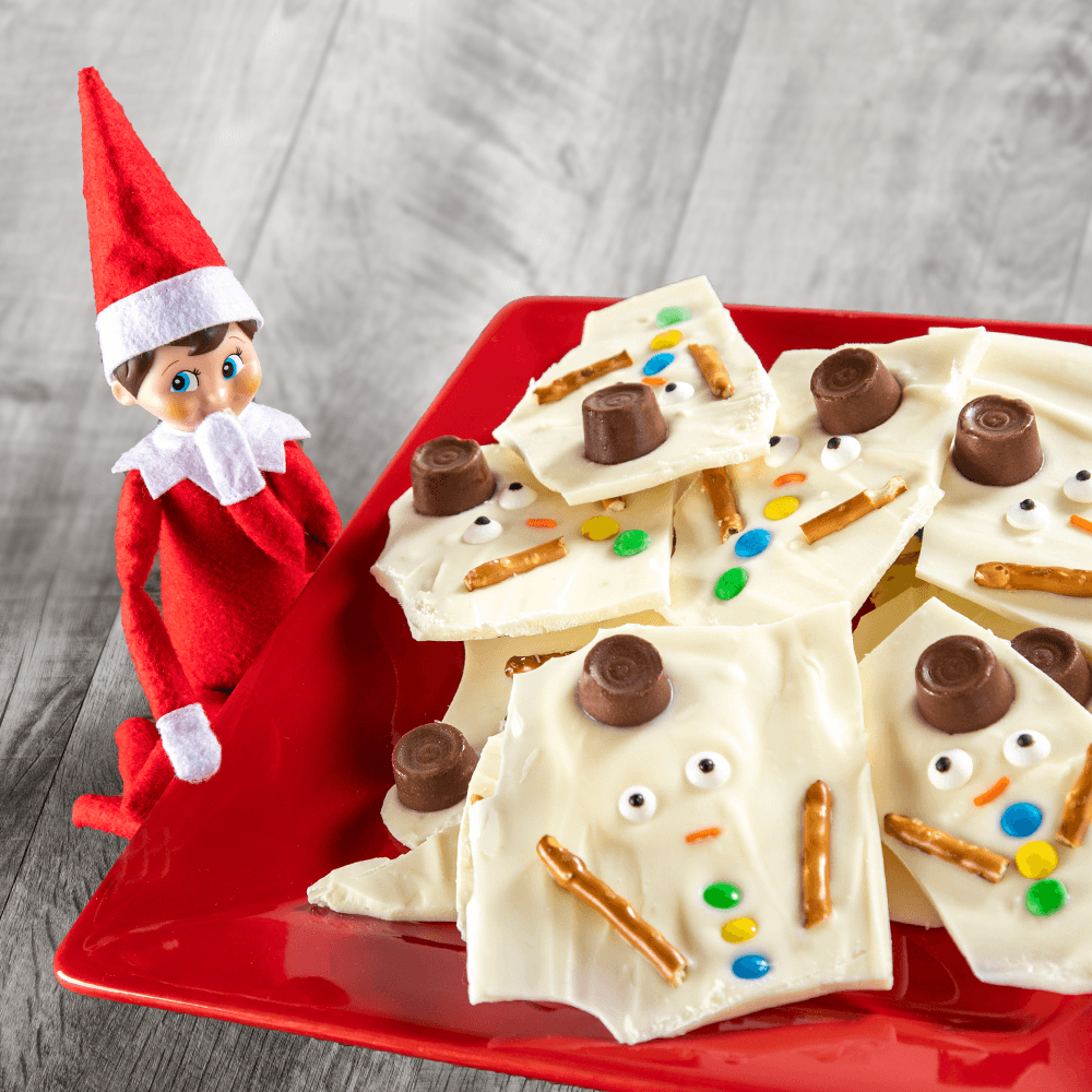 Make Your Own Melted Snowman Chocolate Bark