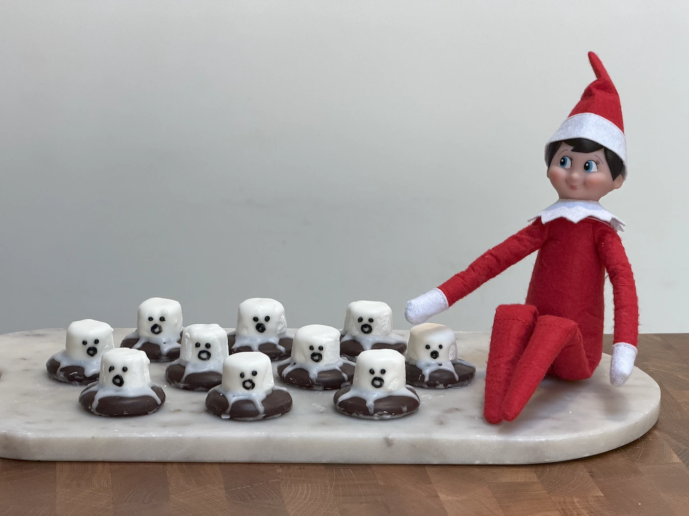 Finished Ghost Choccy Biscuits displayed together