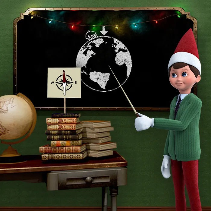 Scout Elf School lesson featuring Compass Clues and North Pole navigation